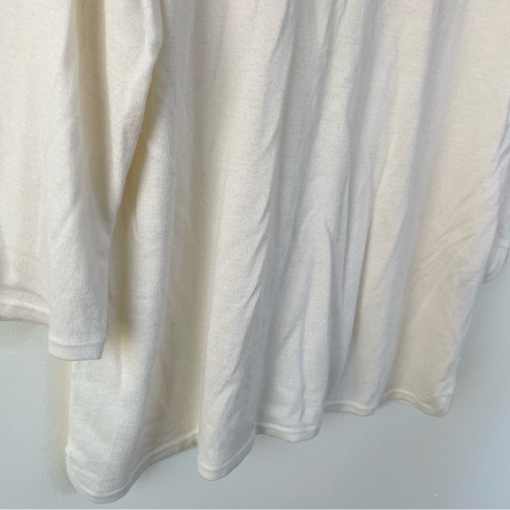 Chico’s Ivory Sweater Cashmere Blend Scoop Meck size 3 - Picture 3 of 8